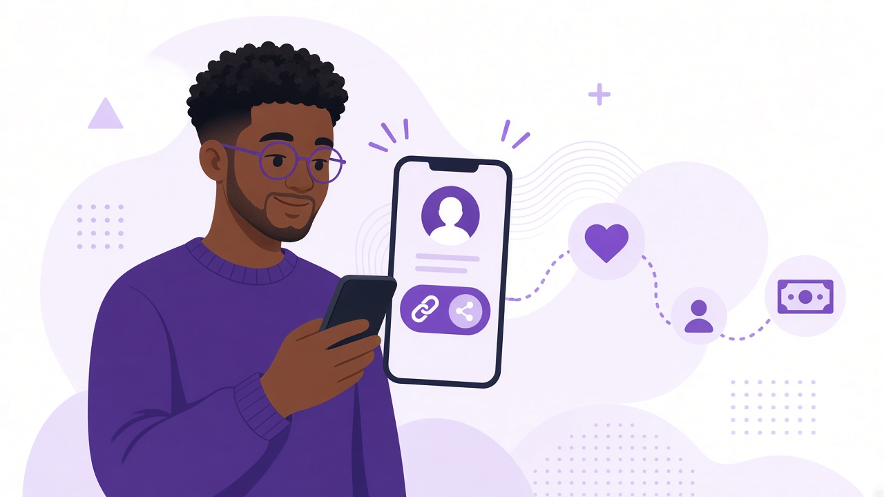 Preview of creating a TippyMe profile and personal link
